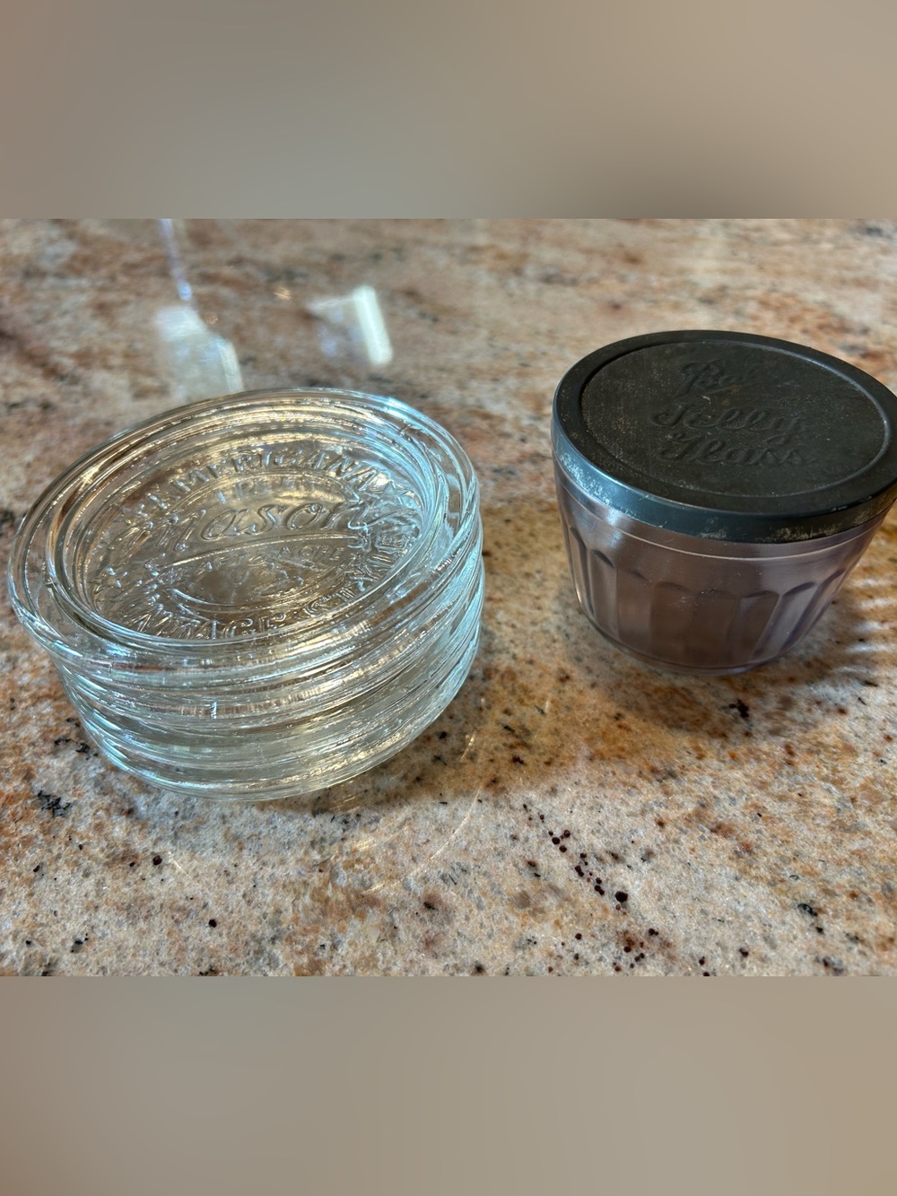 (4)Mason Jar Glass Coasters 4.25” + Vintage Purple Ball Jelly Glass Metal Sealed - Picture 4 of 9
